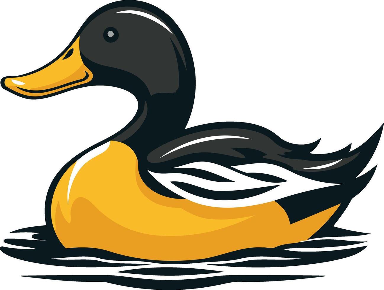 Cartoon Duck Swimming in Water vector
