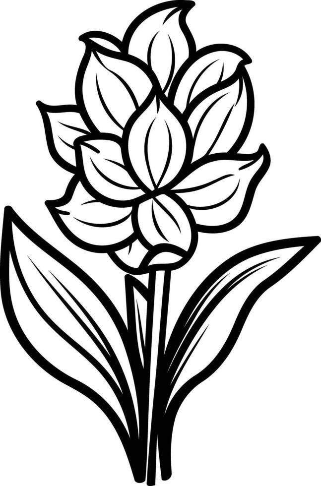 Line art illustration of a single flower, perfect for coloring pages, educational materials, or design projects vector