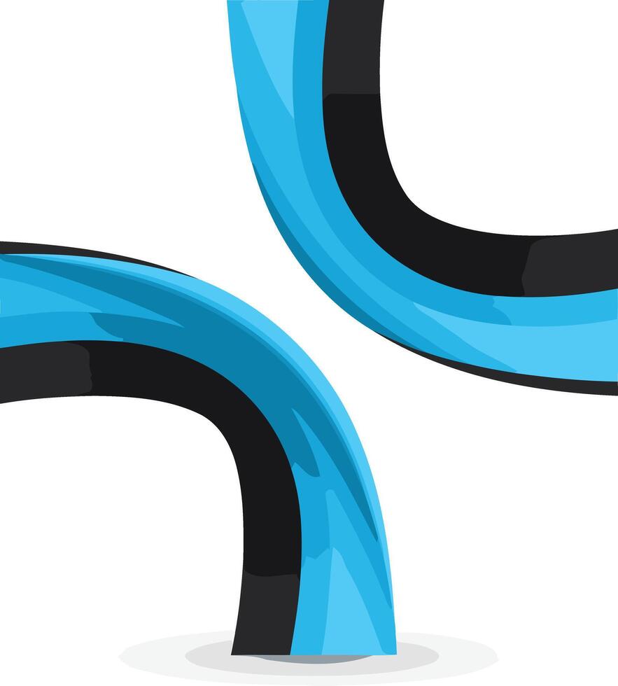Abstract Blue and Black Curves vector