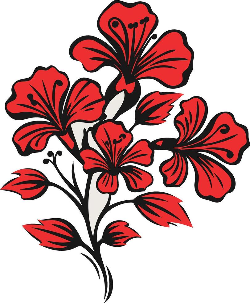 Red Floral Illustration on a White Background vector