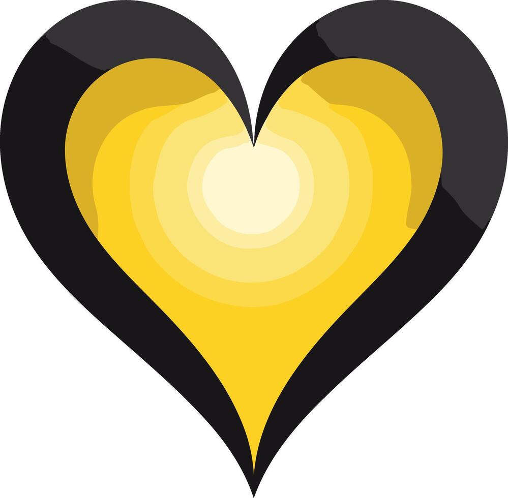 Black and Yellow Heart vector