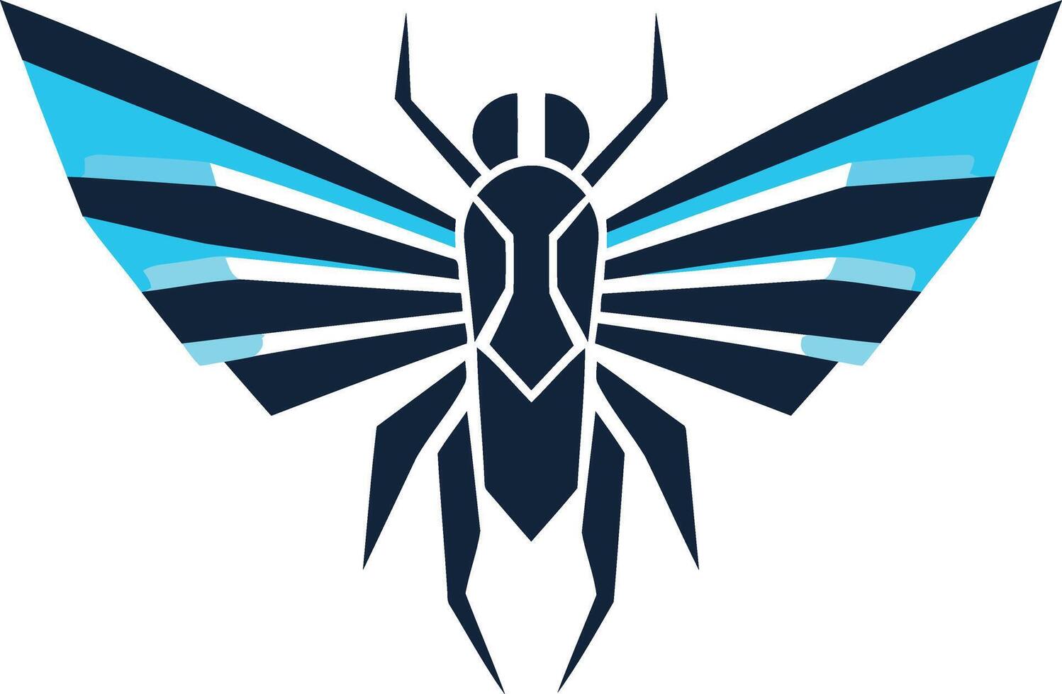 Geometric Insect Design with Blue Wings vector