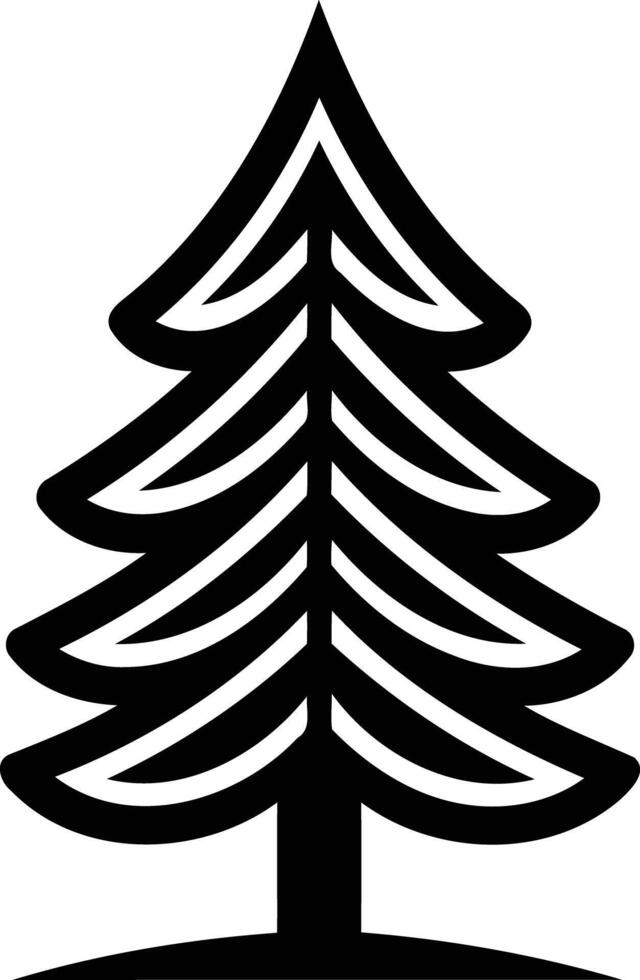 Simple black and white stylized pine tree icon vector