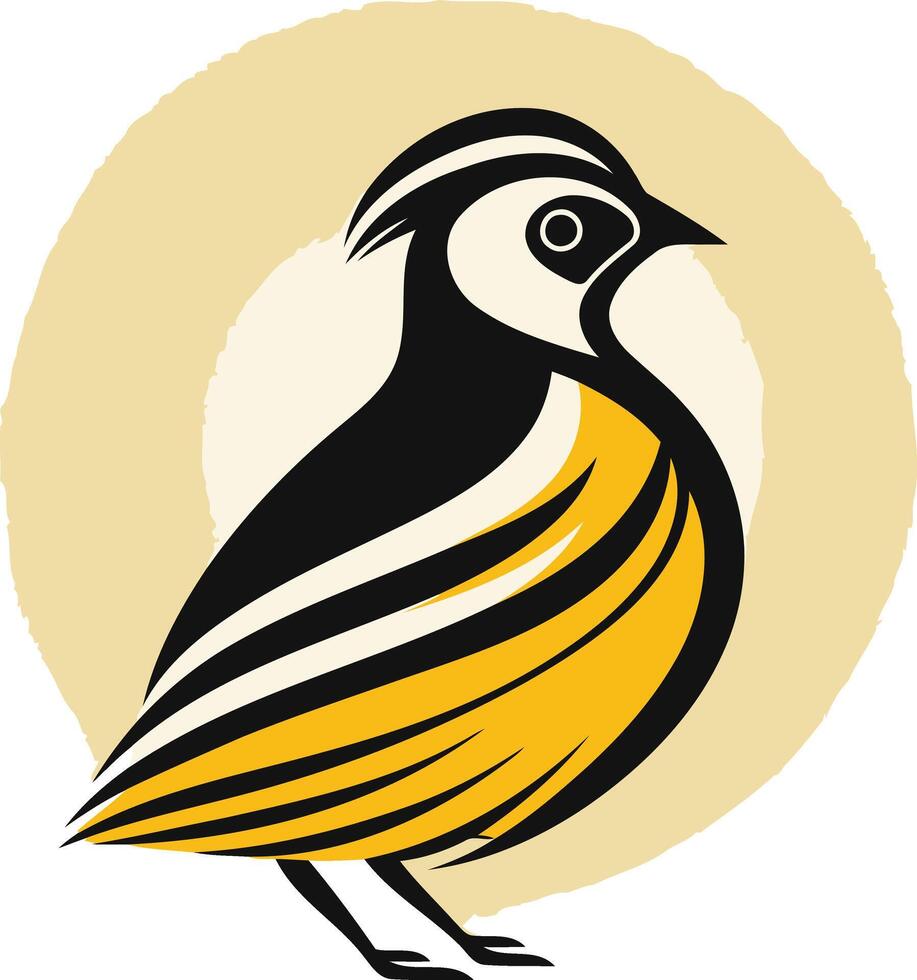 Stylized Illustration of a Bird with Yellow and Black Feathers vector