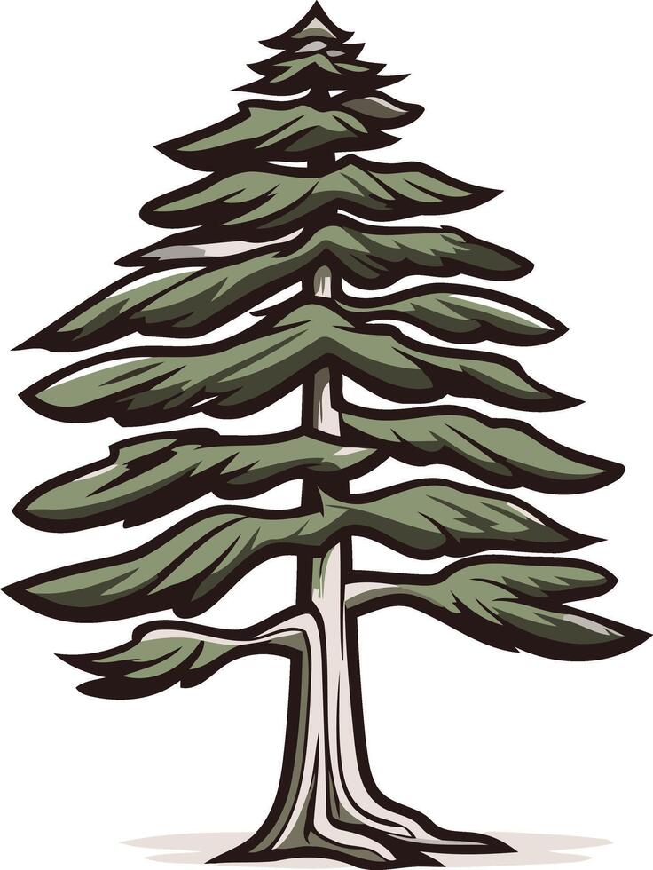 Cartoon Illustration of a Pine Tree vector