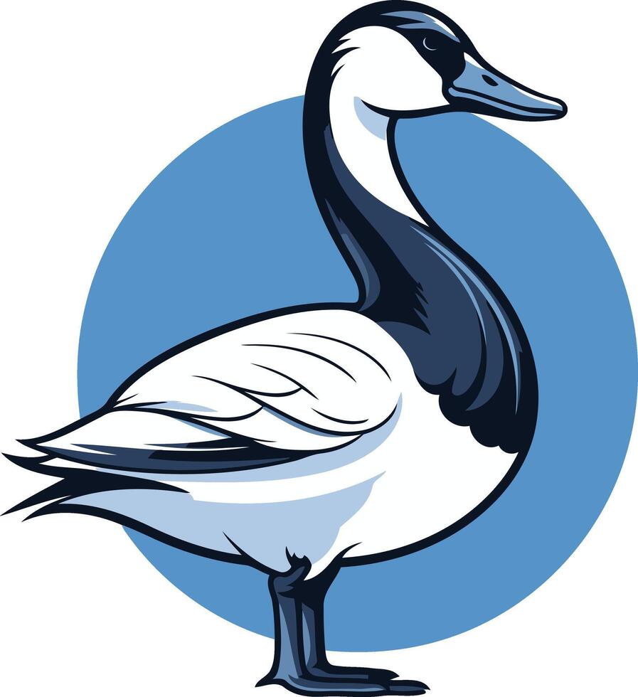 Goose Illustration in Blue Circle vector