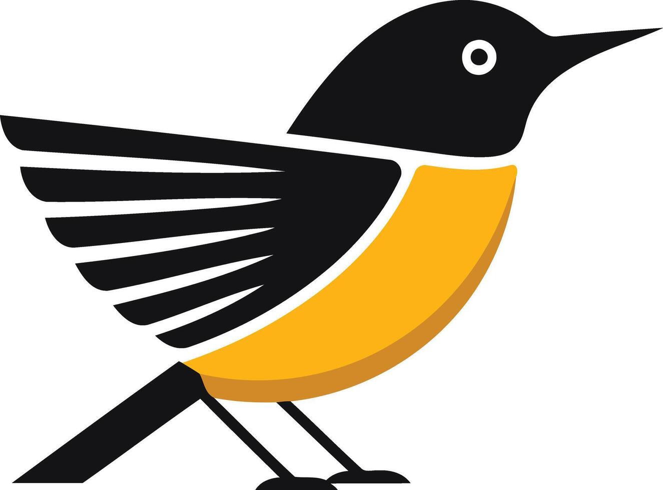 Simple Black and Yellow Bird Illustration vector