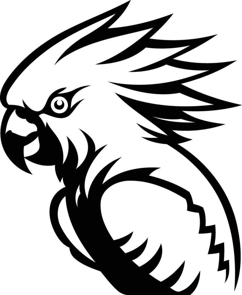 Black and White Cockatoo Illustration vector