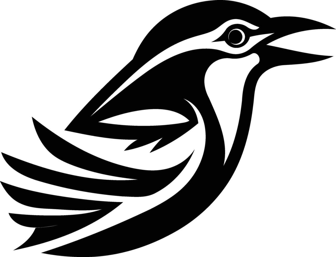 Black and white stylized bird tattoo design vector