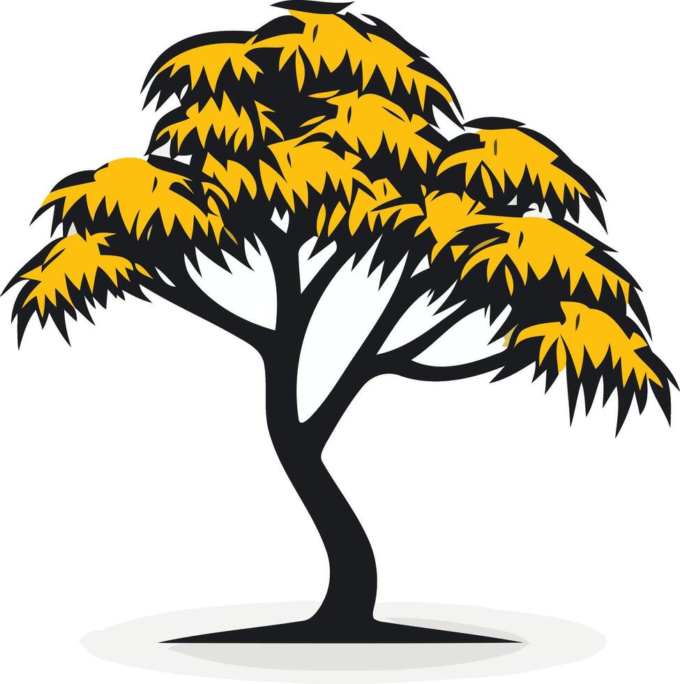 Stylized Tree with Yellow Leaves vector