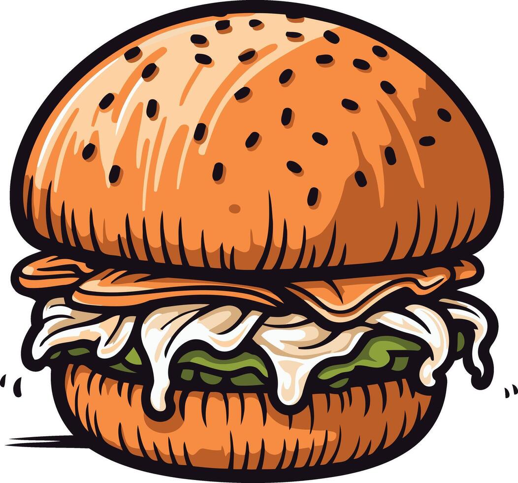 Juicy and Delicious Burger vector