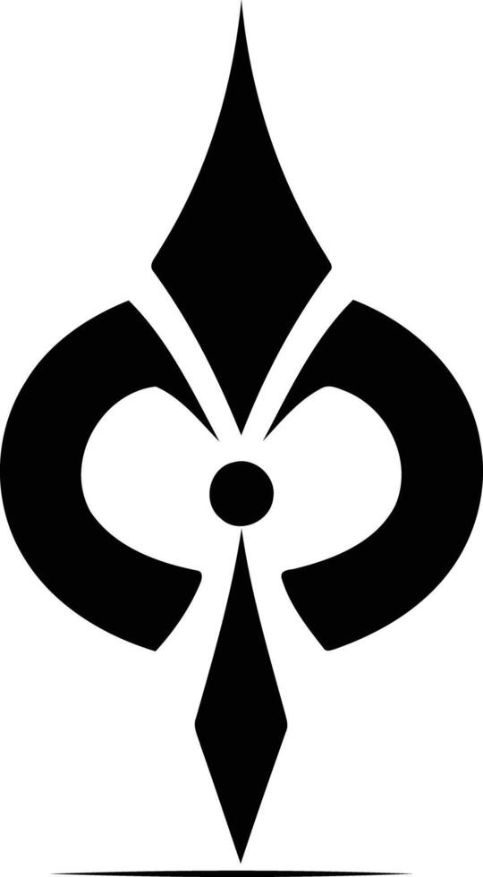 A unique, geometric tattoo design featuring a stylized, abstract shape with a sharp, pointed base vector