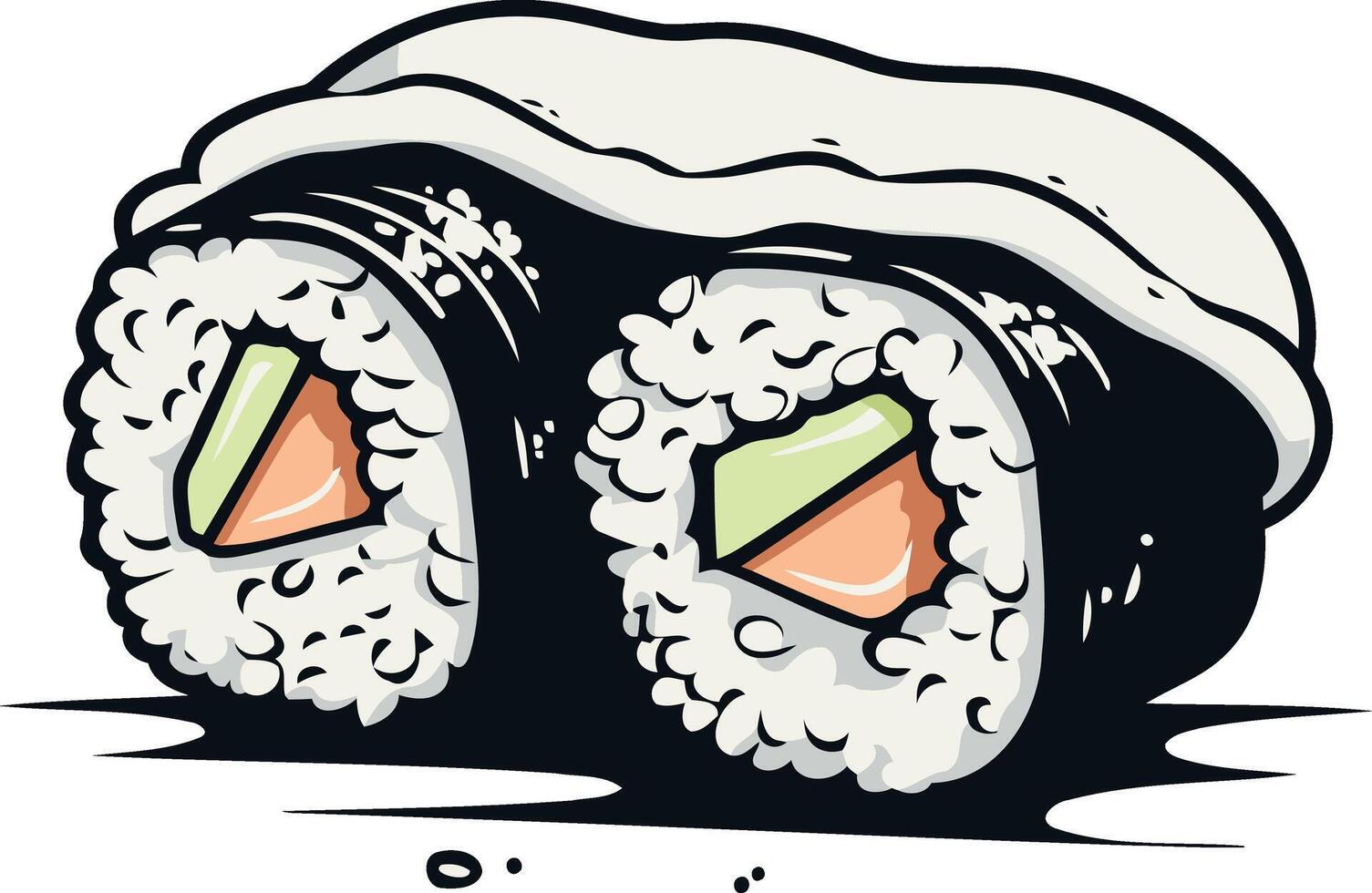 Sushi Rolls with Salmon and Avocado vector