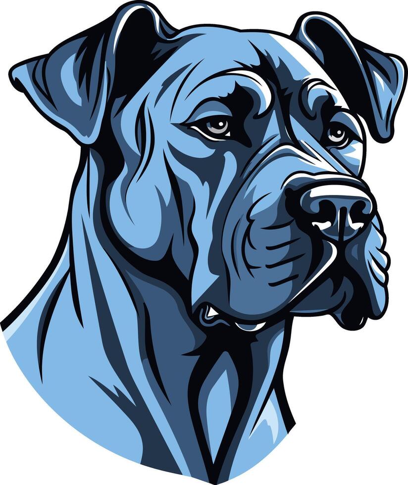 Blue Dog Illustration with a Serious Expression vector