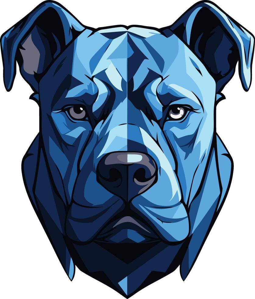 Blue Pitbull Portrait with Sharp Geometric Design vector