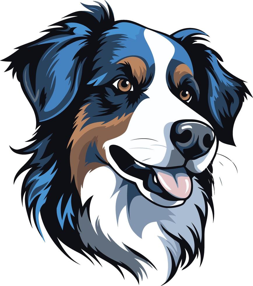 Smiling Bernese Mountain Dog Portrait vector