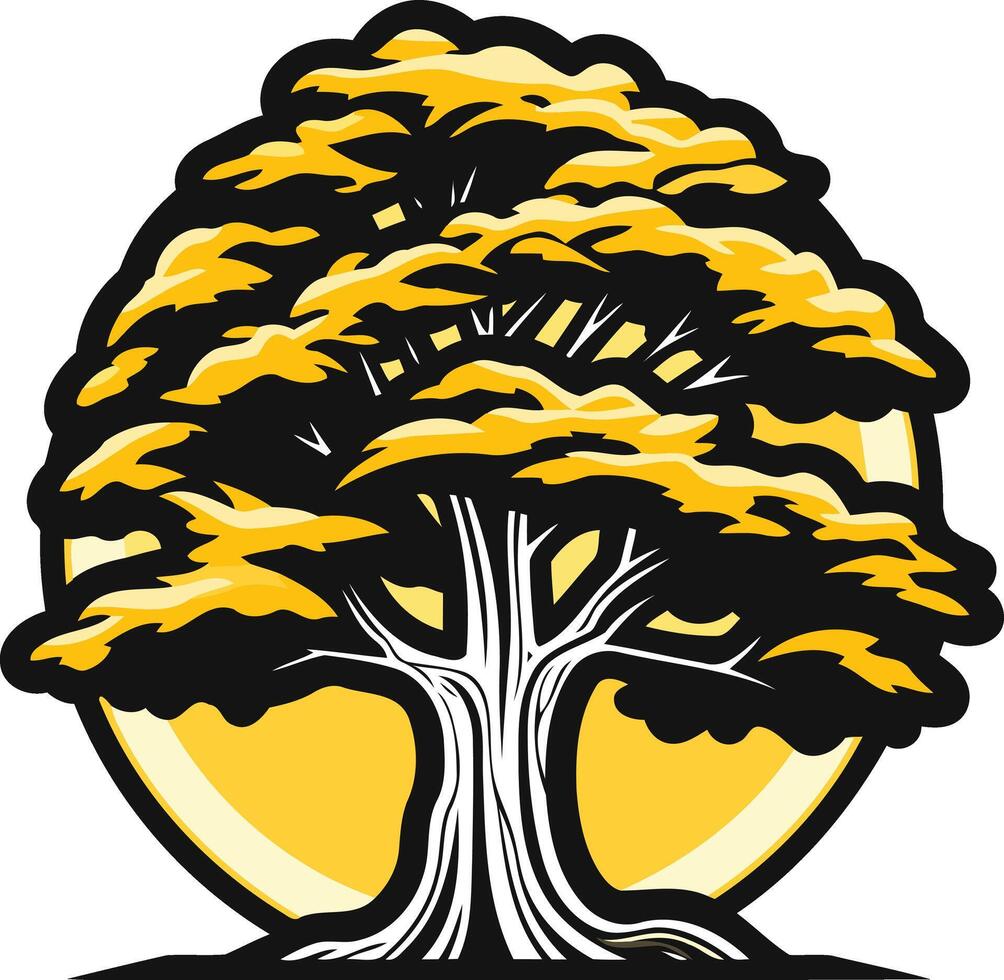 Large Tree with Yellow Leaves vector