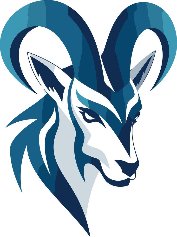 Blue and White Abstract Ram vector
