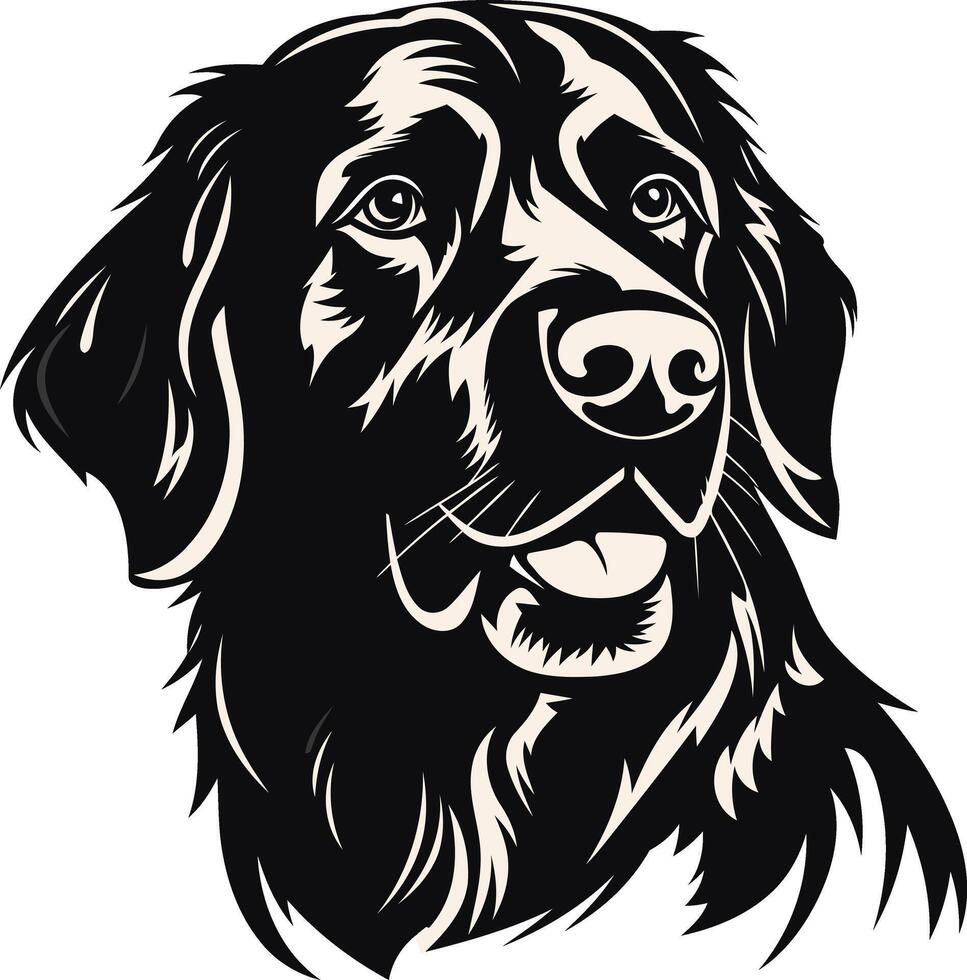 Black and White Portrait of a Golden Retriever vector