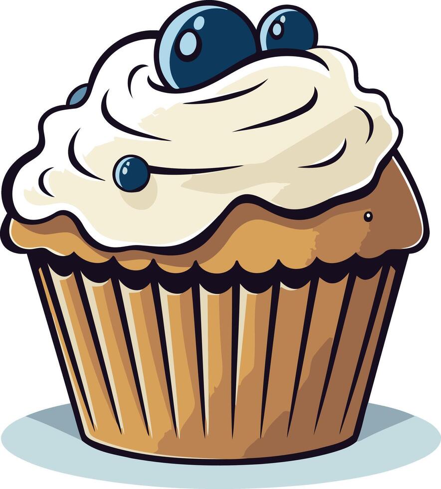 Blueberry Cupcake with Creamy Frosting vector