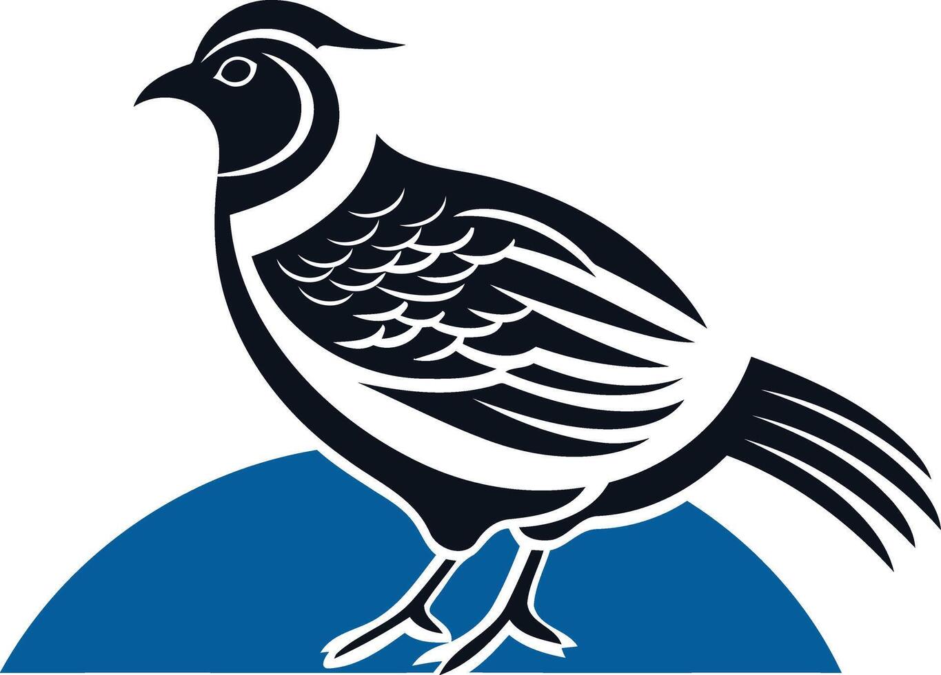Stylized Black and White Bird on Blue Background vector