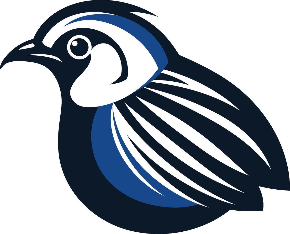 Stylized Bird Illustration with Blue and White Feathers vector