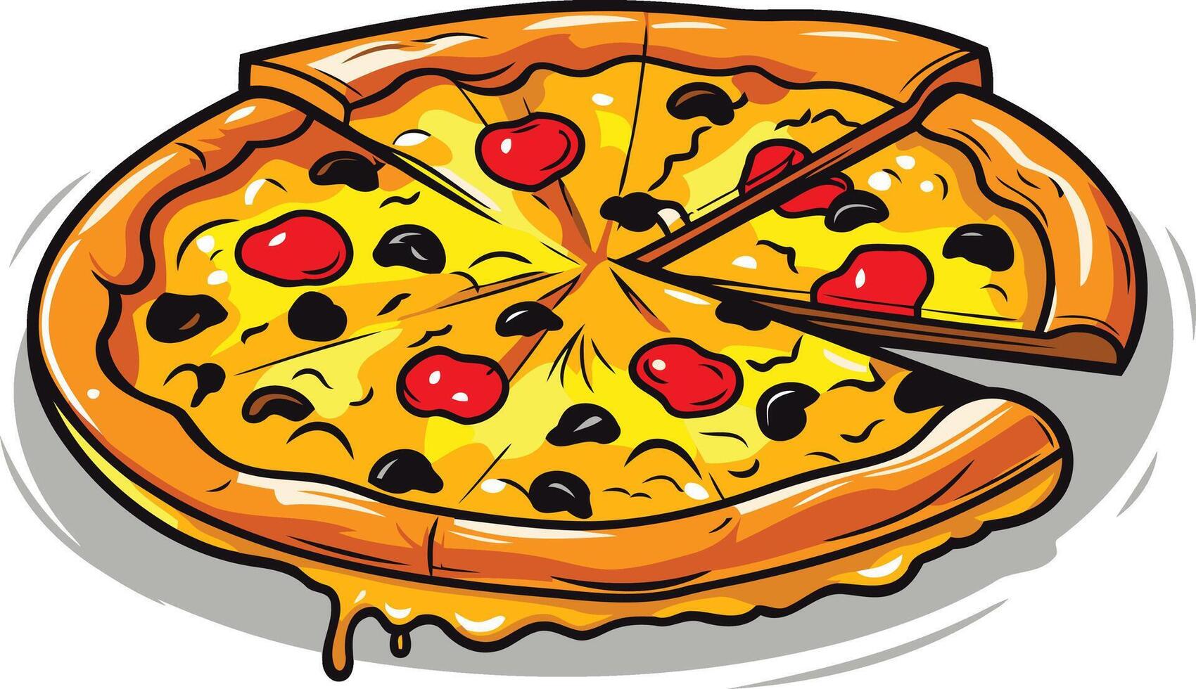 Delicious Pizza with a Slice Removed vector