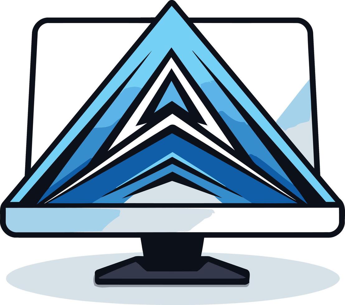 Blue and White Geometric Design on a Computer Monitor vector