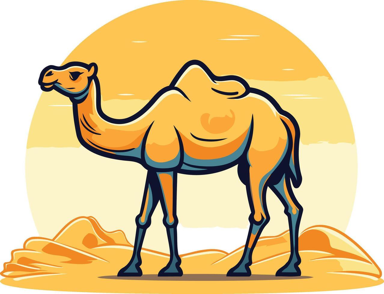 Camel in the Desert Landscape vector