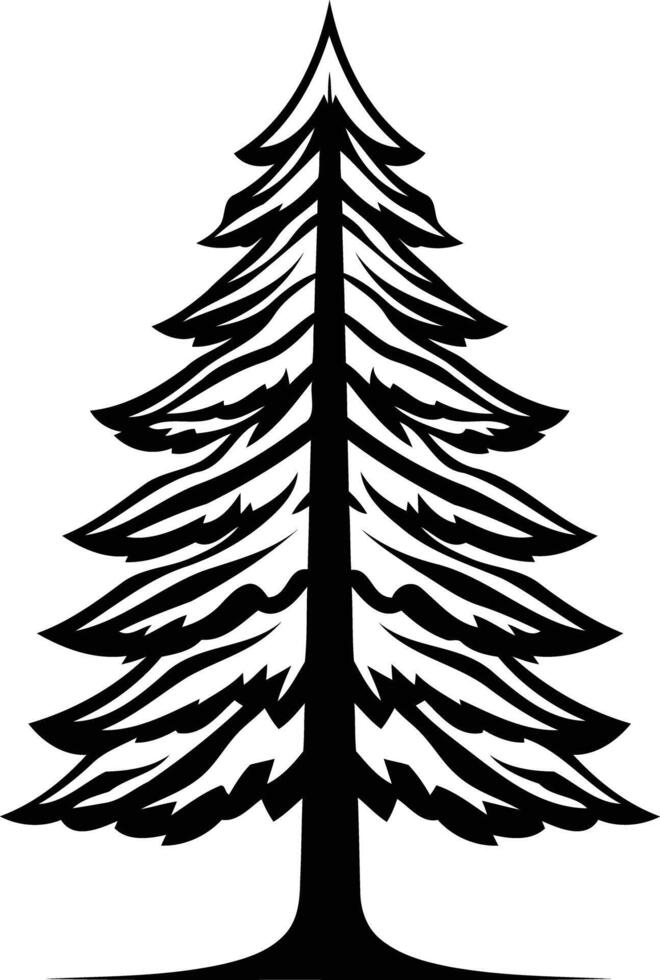 A bold, black and white silhouette of a pine tree, perfect for adding a touch of nature to your designs vector