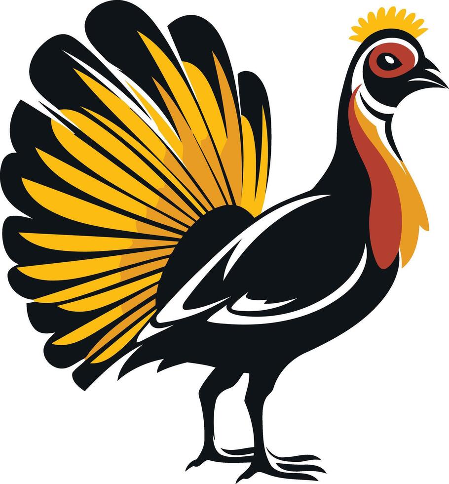 Stylized Illustration of a Bird with Yellow and Black Feathers vector