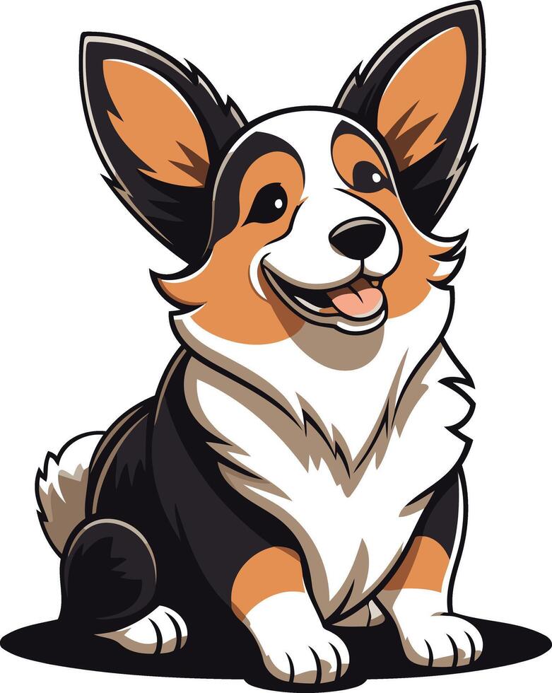 Cartoon Illustration of a Smiling Corgi vector