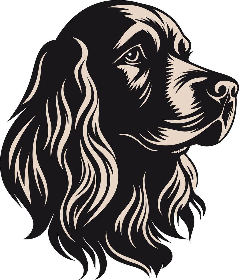 Elegant Black and White Illustration of a Cocker Spaniel vector