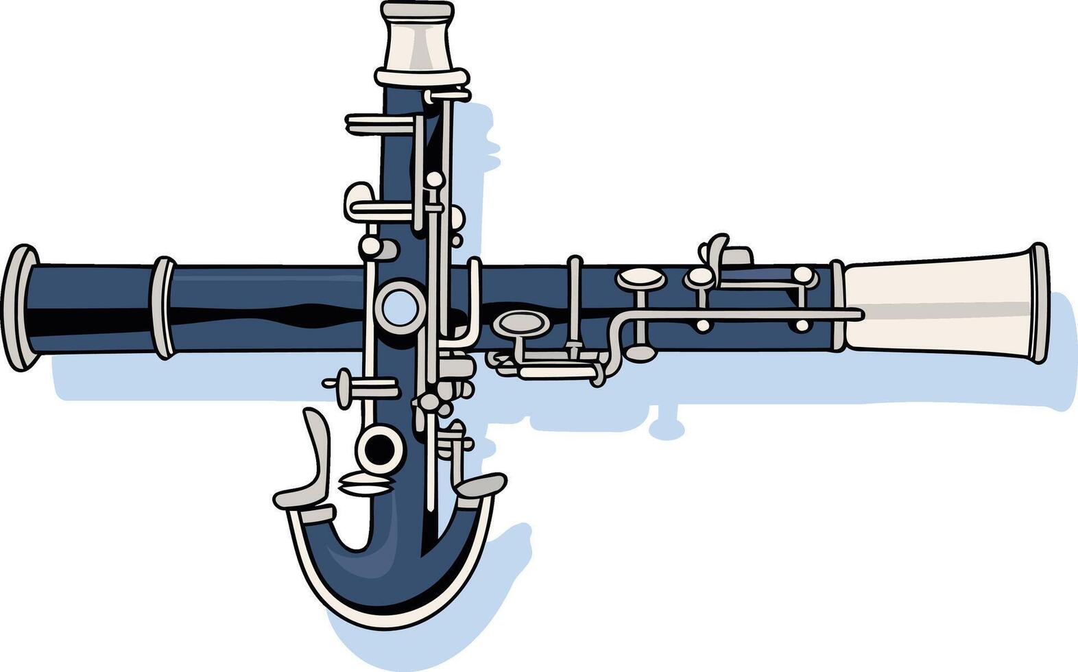 Blue Clarinet in a White and Blue Background vector