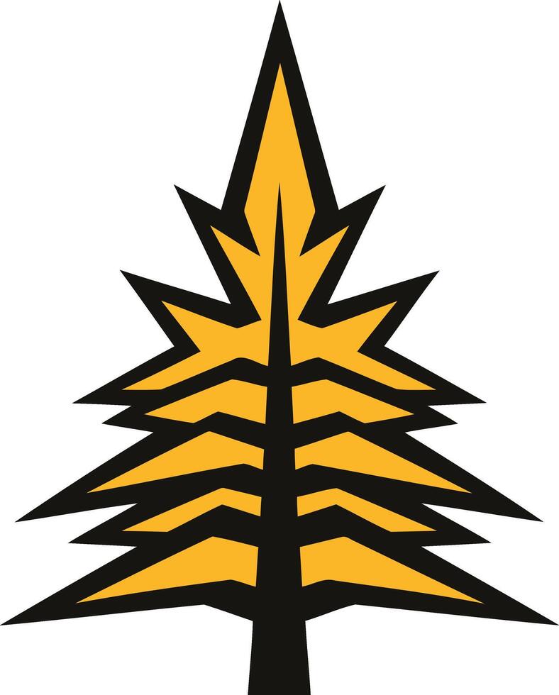 Stylized Yellow Pine Tree Illustration vector