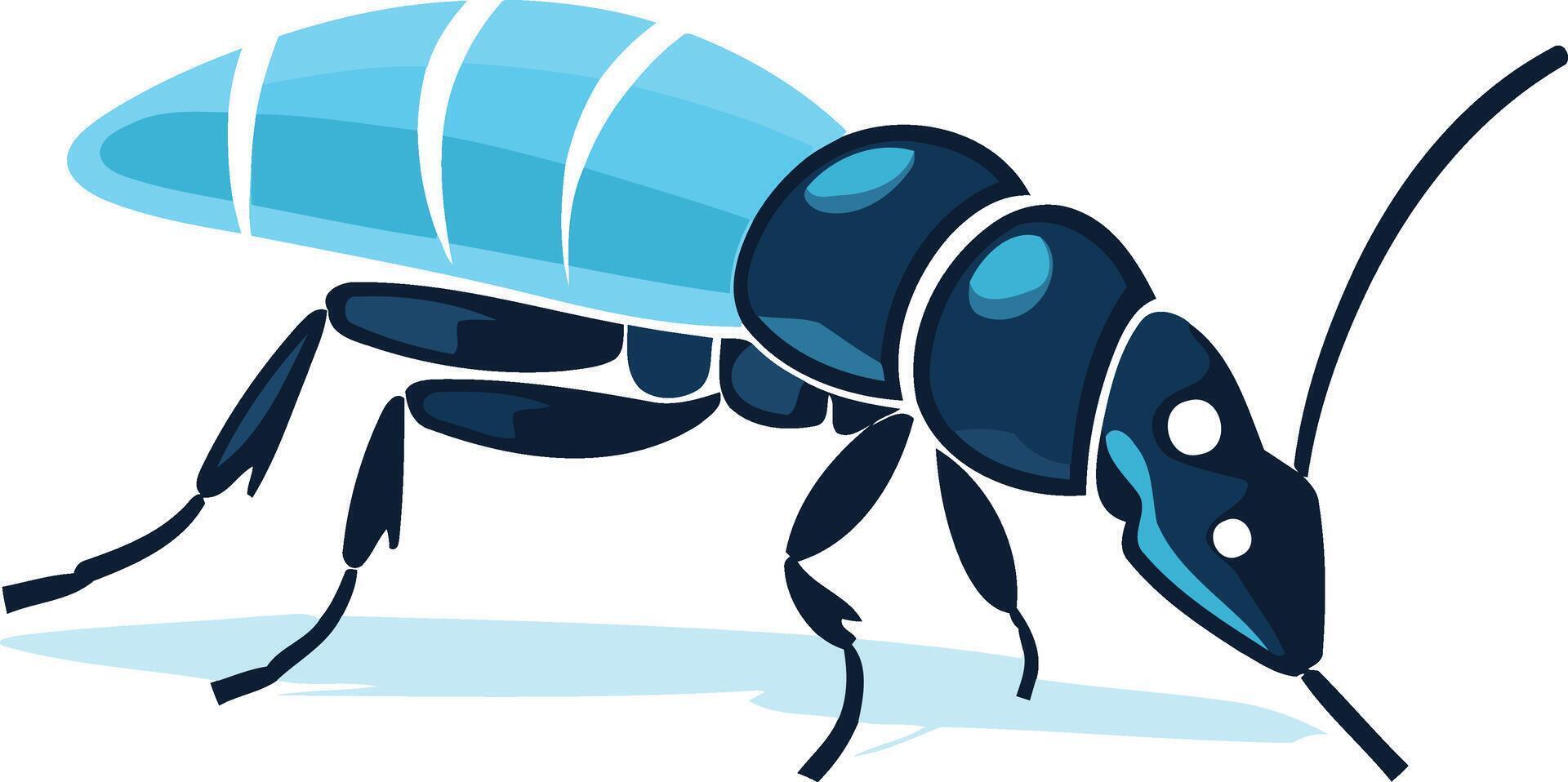 Blue and Black Beetle Illustration vector