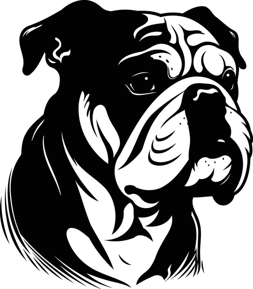 A powerful black and white illustration of a bulldog's head vector