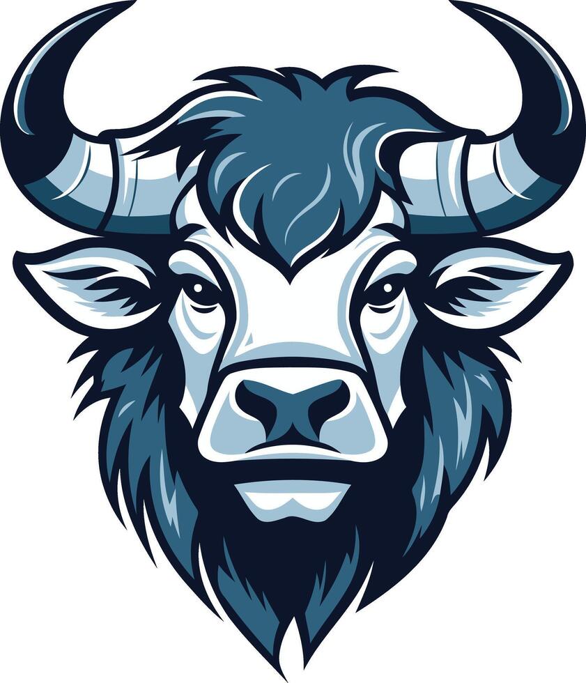 Blue Bull Head Illustration vector