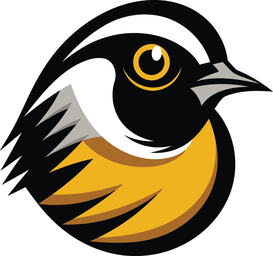 Cartoon Bird with Black and Yellow Feathers vector