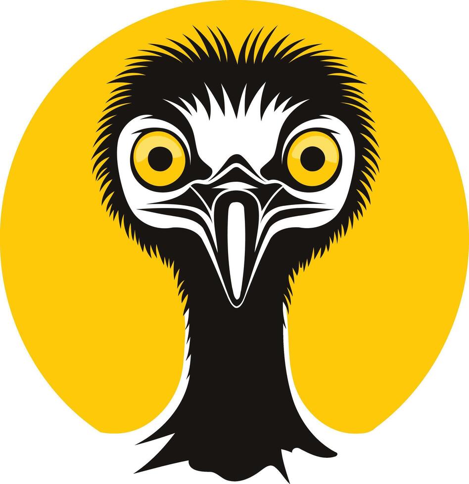 Emu Portrait Against a Yellow Background vector