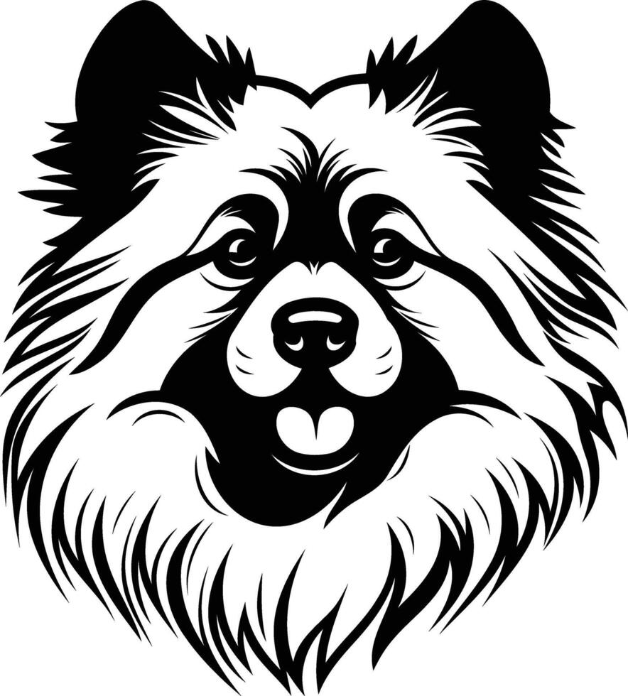 A bold and striking black and white illustration of an adorable german spitz dog vector