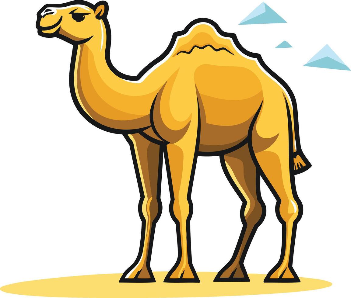 Camel in the Desert, a Cartoon Illustration vector