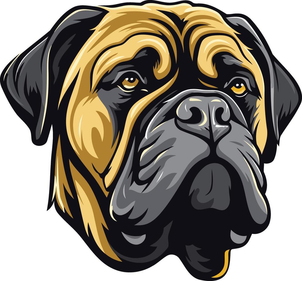 Close up Portrait of a Bullmastiff vector