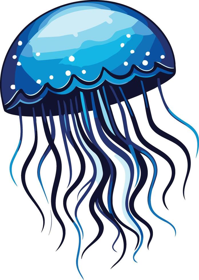 Blue Jellyfish with White Dots vector