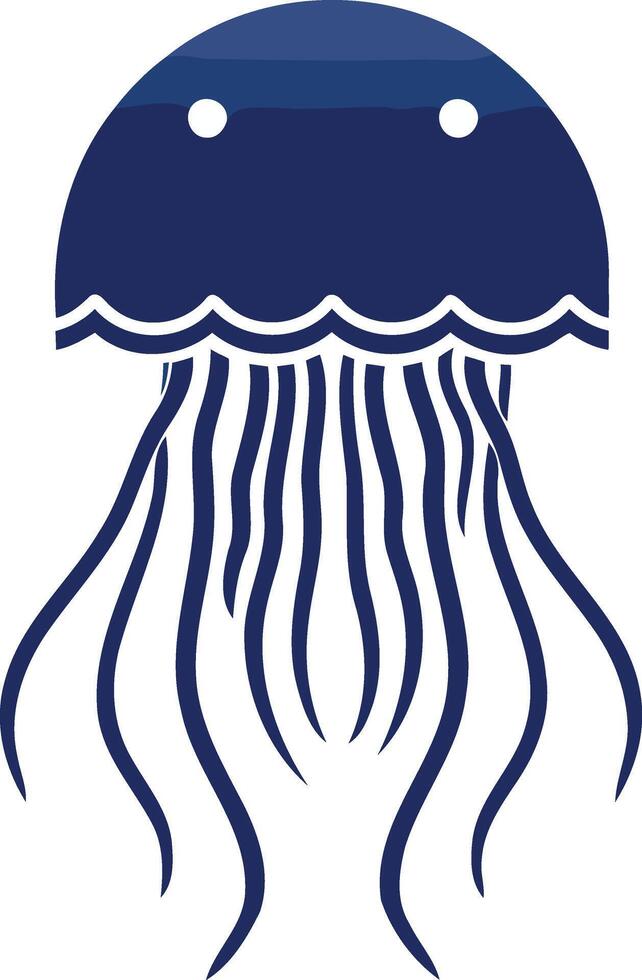 Simple Blue Jellyfish Illustration vector