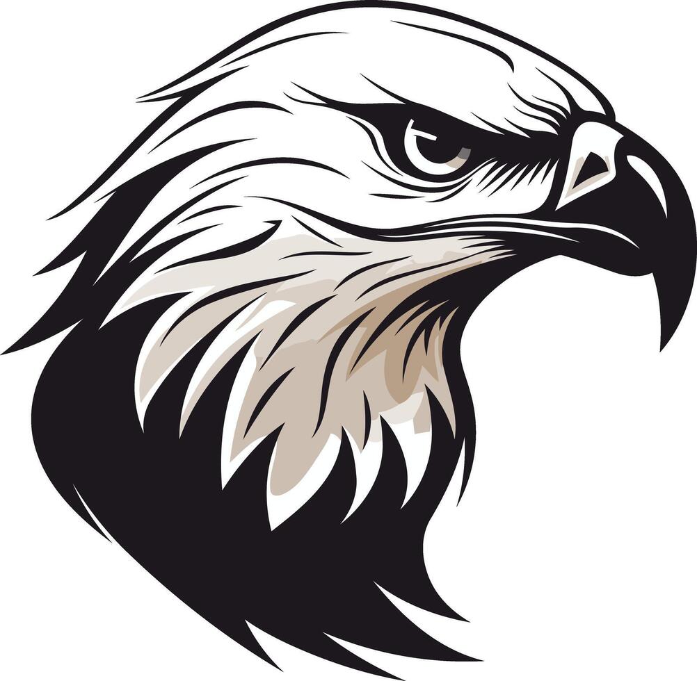 Eagle Head Illustration in Black and White vector