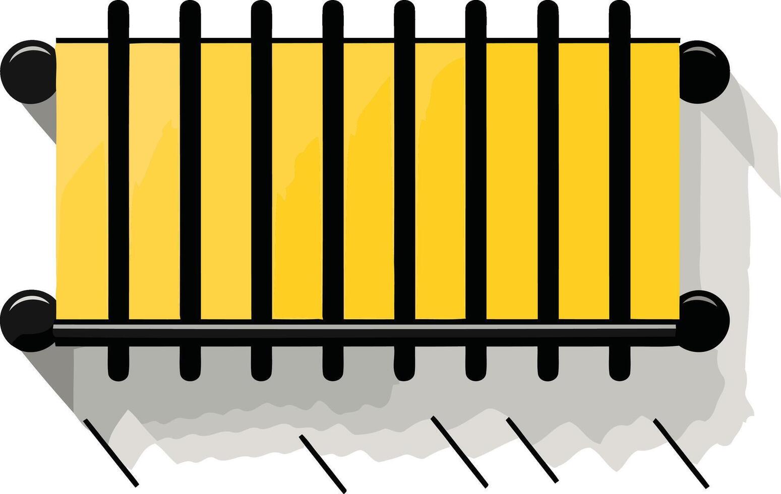 Yellow and Black Striped Fence with Shadow vector