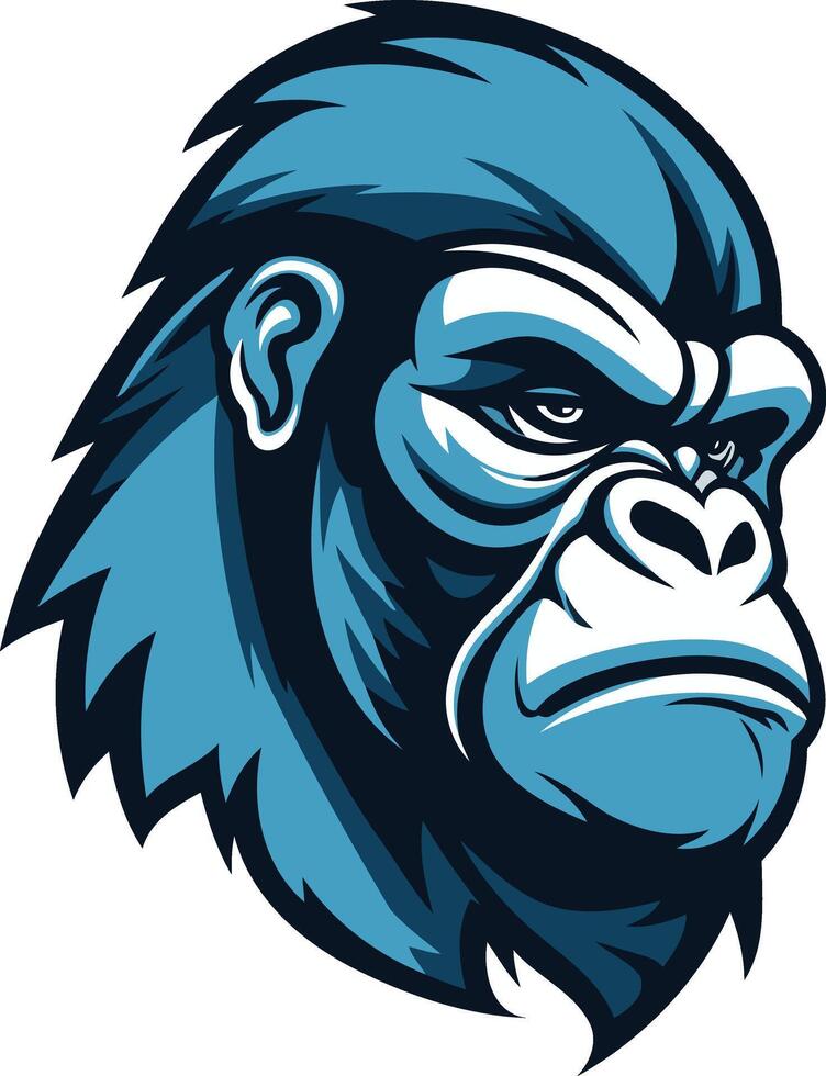 Blue Gorilla Head Illustration vector
