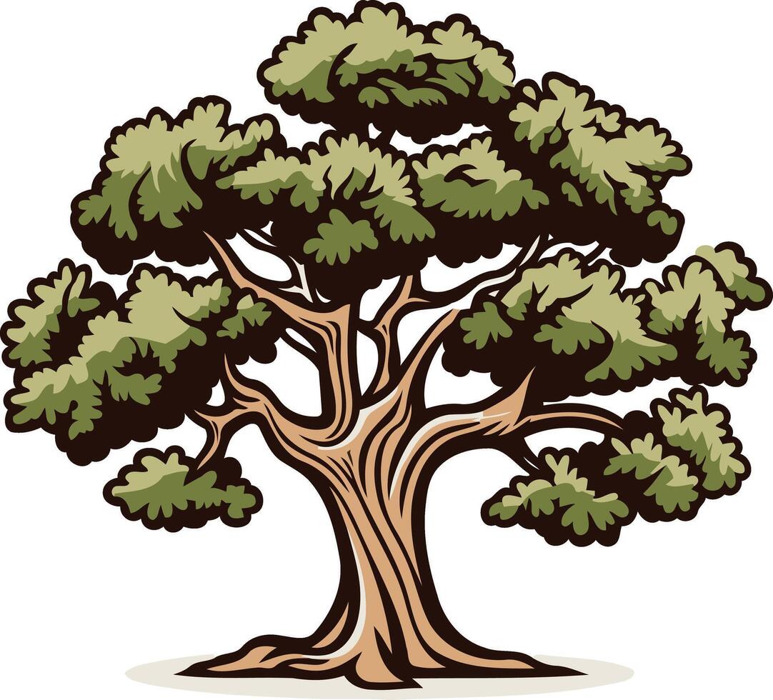 A Large Oak Tree with Green Foliage vector