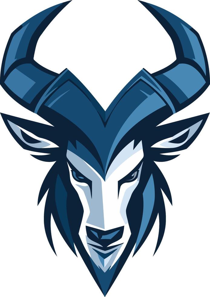 Blue and White Ibex Logo with Horns vector
